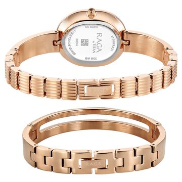 Titan Raga Contempore Quartz Analog Rose Gold Mother Of Pearl Dial Metal Strap Watch For Women
