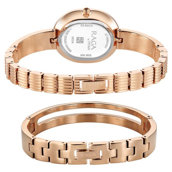Titan Raga Contempore Quartz Analog Rose Gold Mother Of Pearl Dial Metal Strap Watch For Women - image number 4