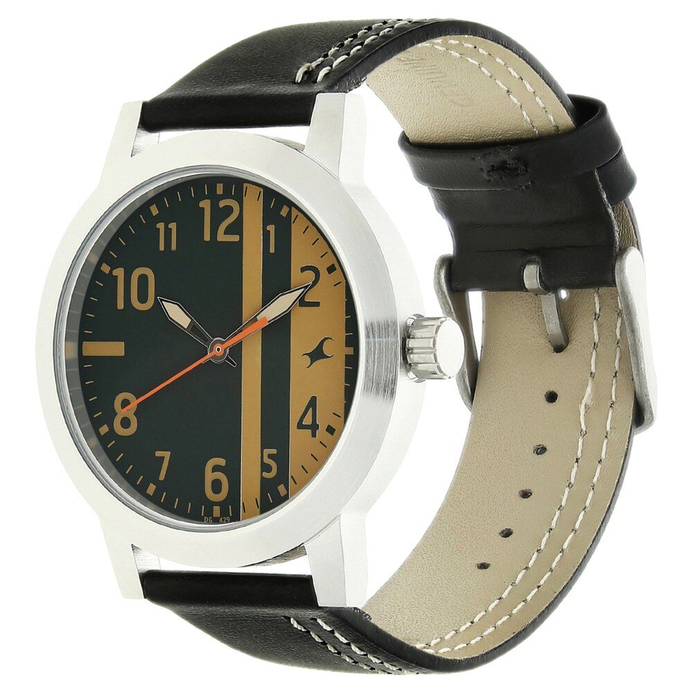 Buy Online Fastrack Bare Basics Quartz Analog Green Dial Leather