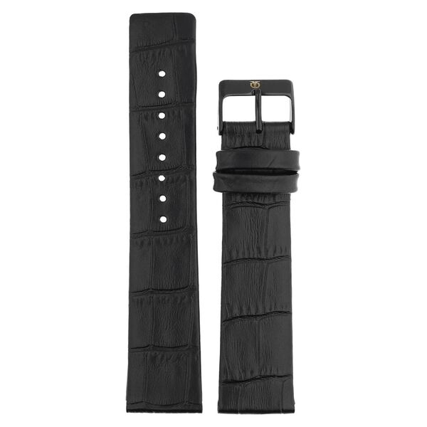 20 mm Black Genuine Leather Straps for Men - image number 0