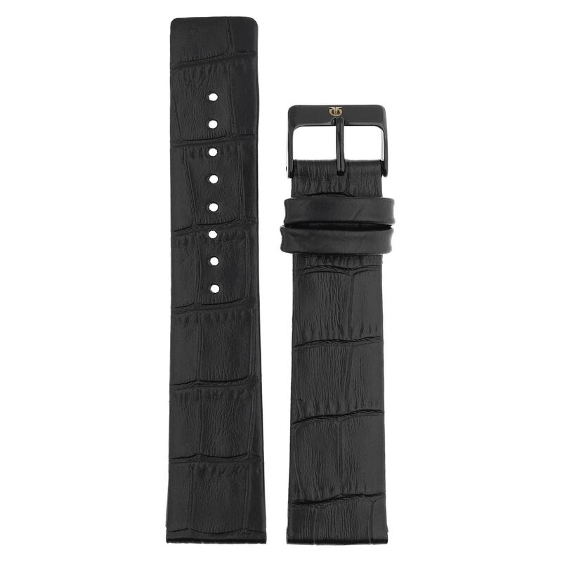 20 mm Black Genuine Leather Straps for Men