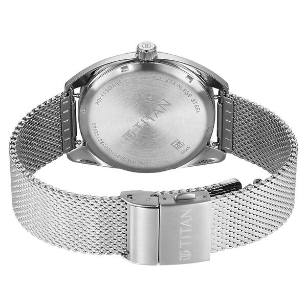 Titan Tonneau Analog with Date and Blue Dial Mesh Stainless Steel Strap Watch for Men - image number 4