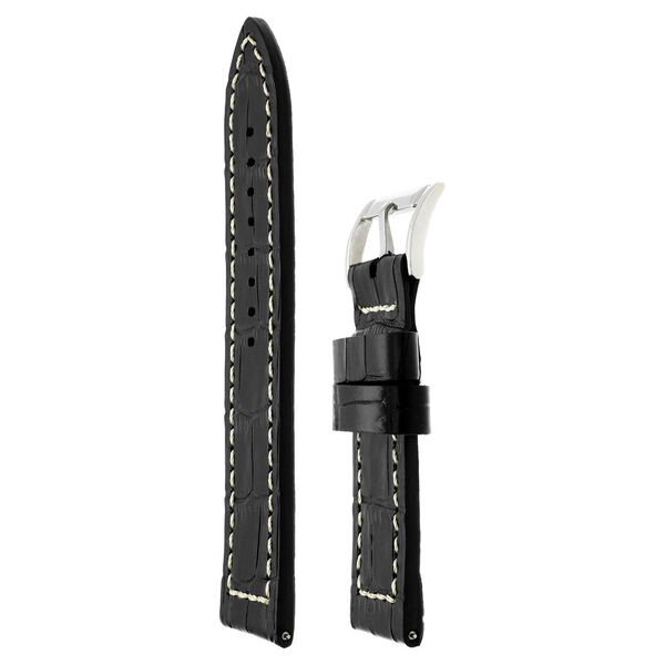 24 mm Black Genuine Leather Straps for Men - image number 2