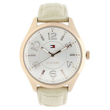 Tommy Hilfiger Quartz Analog Silver Dial Leather Strap Watch for Women