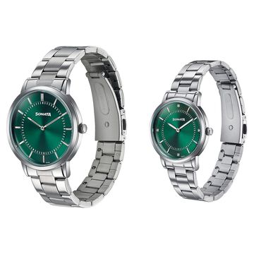 Sonata Soulmates Forest Green Dial Couple Watch