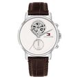 Tommy Hilfiger Quartz Multifunction White Dial Brown Leather Strap Watch For Men - image number 0