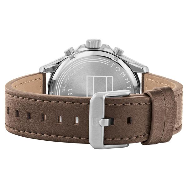 Tommy Hilfiger Quartz Multifunction Orange Dial Leather Strap Watch for Men - image number 2