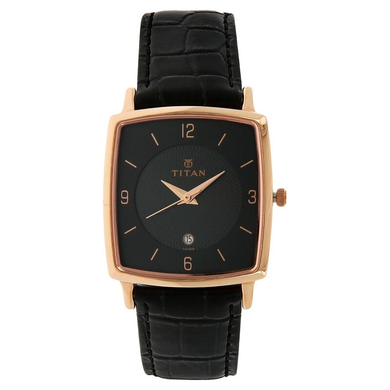 Titan Classic Black Dial Analog with Date Leather Strap watch for Men - image number 0