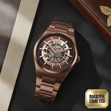 Titan Nexus Skeletal Automatic Analog with Brown Dial Brown Stainless Steel Strap Watch for Men