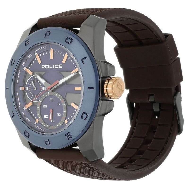Police Quartz Multifunction Blue Dial Leather Strap Watch for Men - image number 2