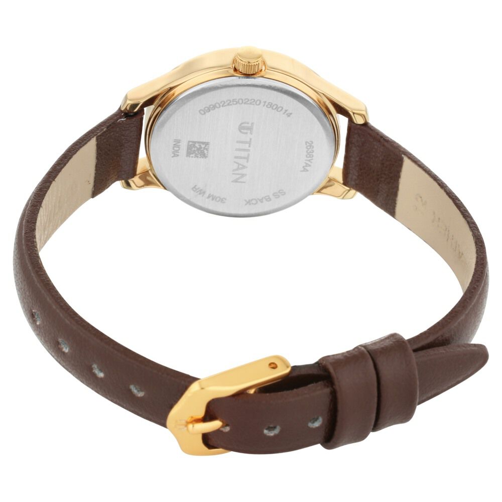Buy Online Titan Quartz Analog Black Dial Leather Strap Watch for Women ns2638yl01 Titan