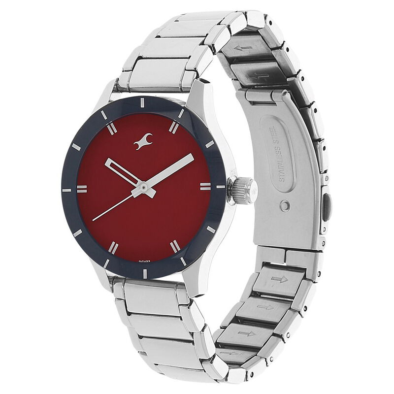 Fastrack Quartz Analog Red Dial Stainless Steel Strap Watch for Girls - image number 1