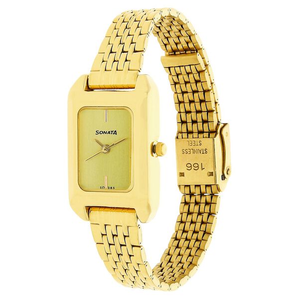 Sonata Quartz Analog Champagne Dial Stainless Steel Strap Watch for Women - image number 1
