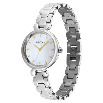 Titan Workday Edit Quartz Analog Mother Of Pearl Dial Silver Stainless Steel Strap Watch For Women