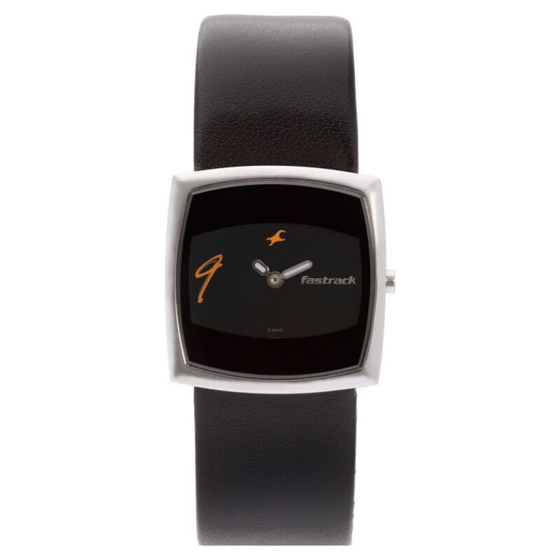 Fastrack Quartz Analog Black Dial Leather Strap Watch for Girls