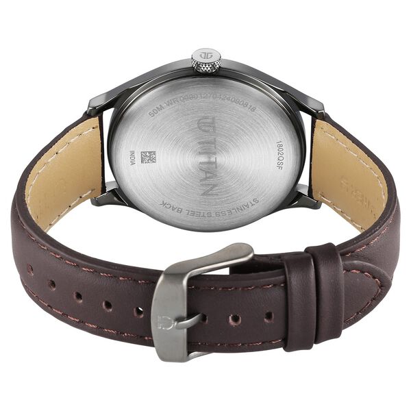 Titan Neo Economy Quartz Analog with Date Brown Dial Brown Leather Strap Watch For Men - image number 4