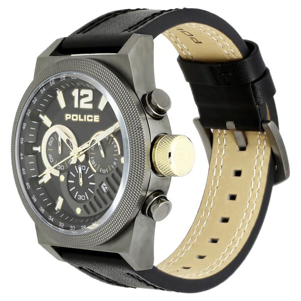 Police Quartz Chronograph Black Dial Leather Strap Watch for Men - image number 2