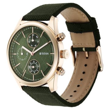 Titan Neo Splash Green Dial Quartz Analog with Date Fabric Strap watch for Men