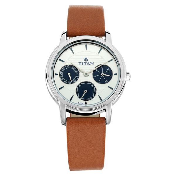 Titan Workwear White Dial Women Watch With Leather Strap - image number 0