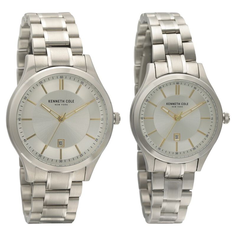Kenneth Cole Quartz Analog Silver Dial Stainless Steel Strap Watch for Couple