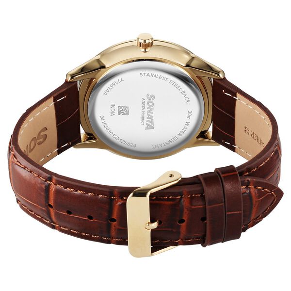 Sonata Eternia Quartz Analog with Date Maroon Dial Leather Strap Watch For Men - image number 4