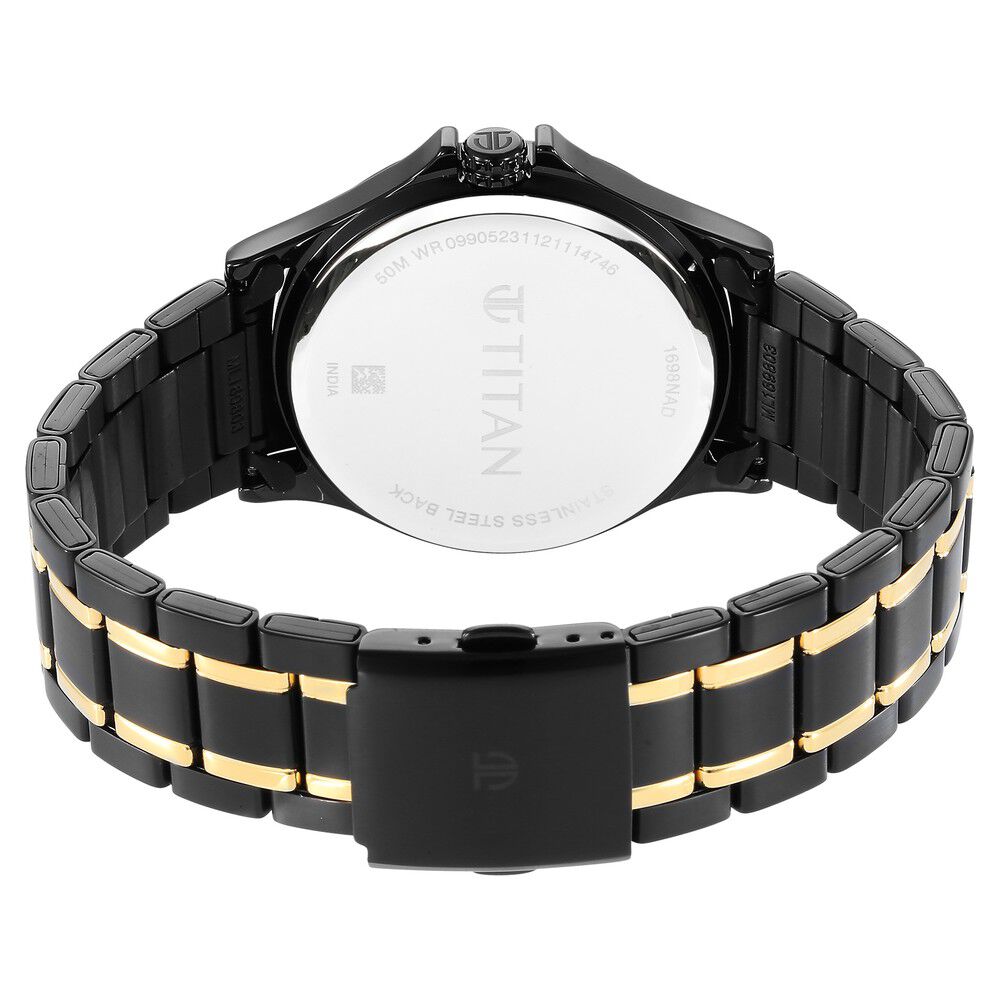 Buy Online Titan Black and Gold Black Dial Quartz Multifunction