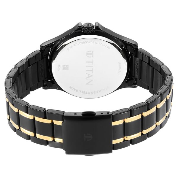 Titan Black and Gold Black Dial Quartz Multifunction Stainless Steel Strap watch for Men - image number 5
