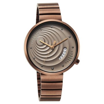 Fastrack Groove Quartz Analog with Date Beige Dial Girls Stainless Steel Watch
