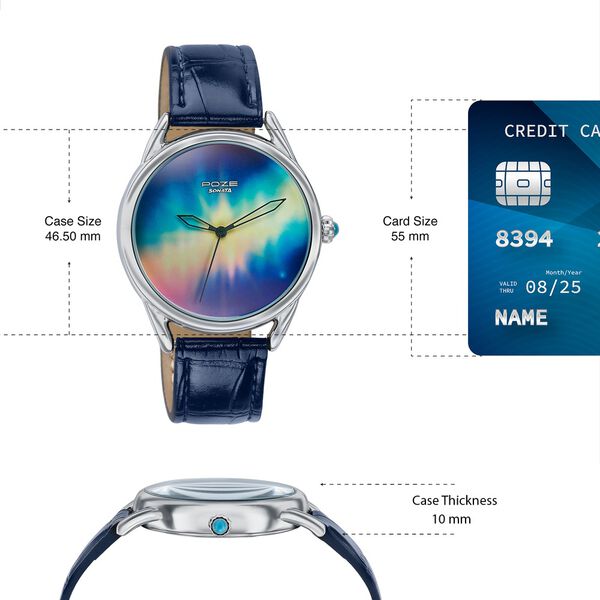 Northern Lights Inspired Poze By Sonata Quartz Analog Blue Dial Blue Leather Strap Watch - image number 3