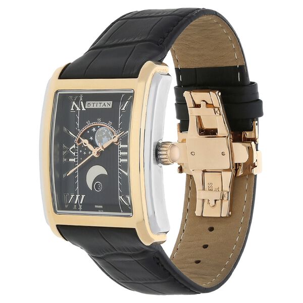 Titan Moonphase Black Dial Stainless Steel Strap watch for Men - image number 1
