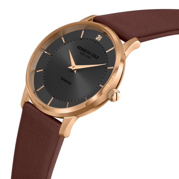 Kenneth Cole Quartz Analog Grey Dial Leather Strap Watch for Men - image number 1