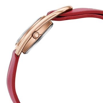 Sonata Poze Quartz Analog Red Dial Red Leather Strap Watch For Women