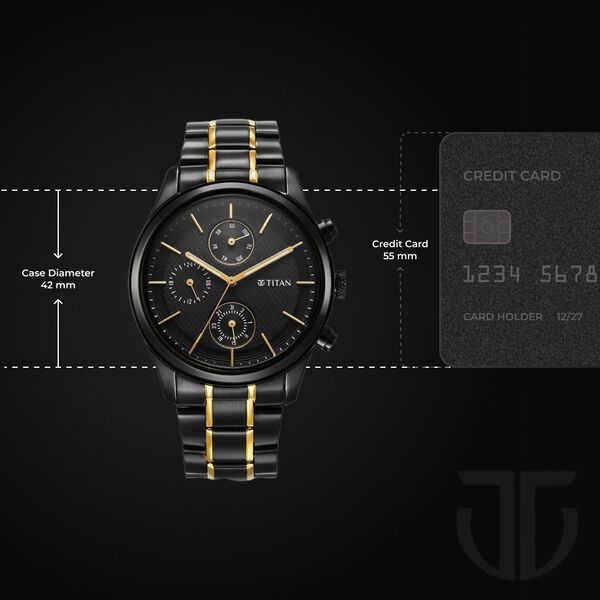 Titan Quartz Analog with Day and Date Black Dial Watch for Men - image number 2