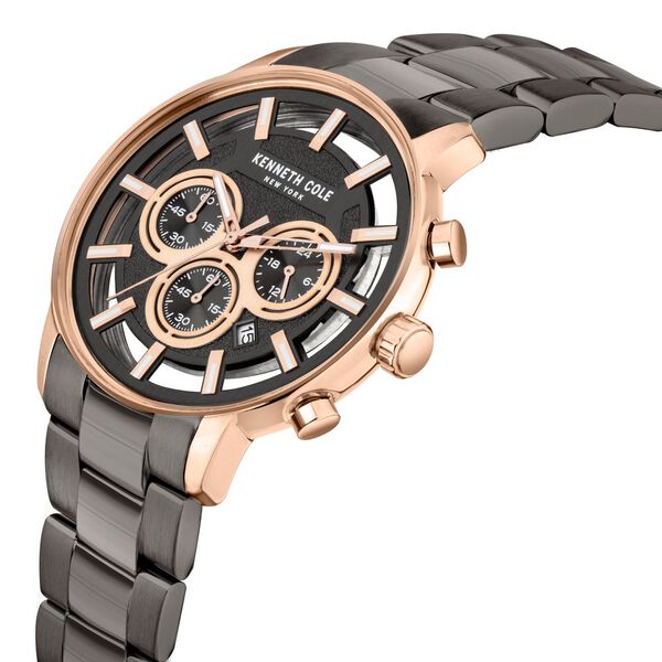 Kenneth Cole Quartz Chronograph Grey Dial Grey Stainless Steel Strap Watch For Men - image number 1