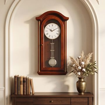 Titan Wooden Pendulum Wall Clock with Musical Chime & Volume Control, Model W0127WM01 | 59 cm x 30.5 cm x 9 cm