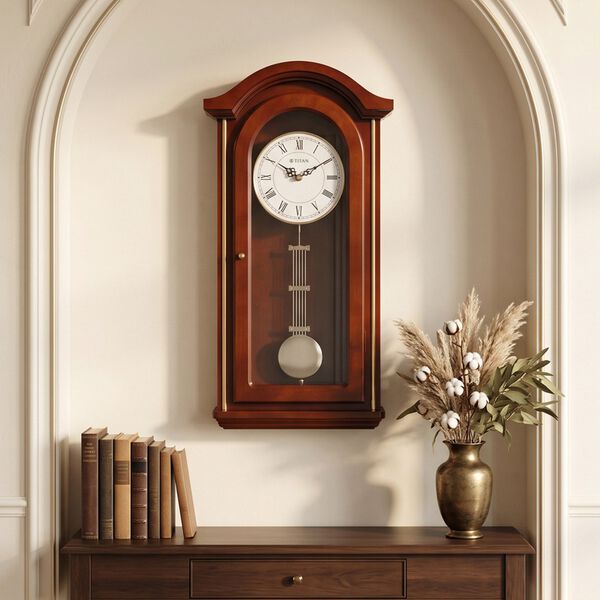 Titan Wooden Pendulum Wall Clock with Musical Chime & Volume Control, Model W0127WM01 | 59 cm x 30.5 cm x 9 cm - image number 0