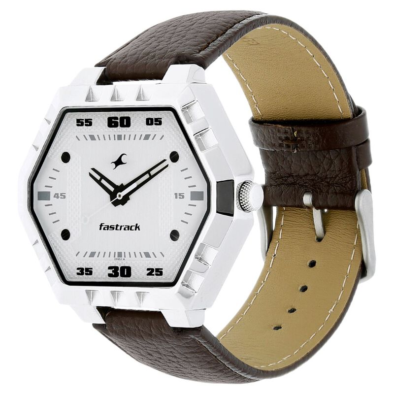 Fastrack Quartz Analog White Dial Leather Strap Watch for Guys - image number 1