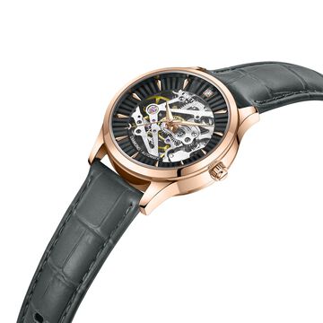 Kenneth Cole Automatic Black Dial Leather Strap Watch for Women