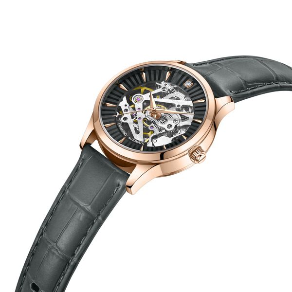 Kenneth Cole Automatic Black Dial Leather Strap Watch for Women - image number 2