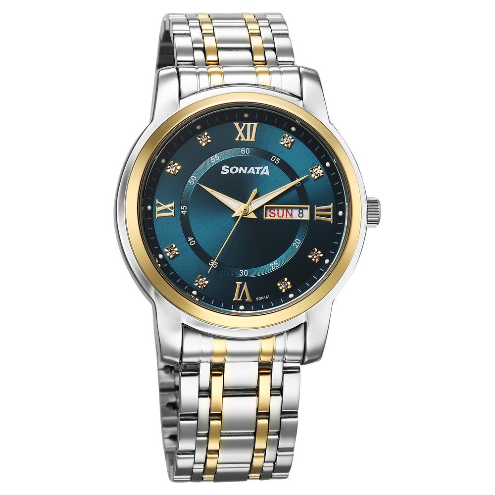 Sonata Wedding Quartz Analog Blue Dial Stainless Steel Strap Watch For Men-picture-30
