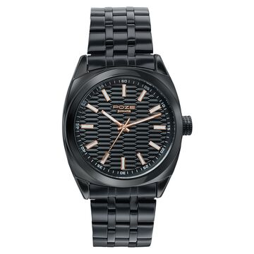 Poze Poze Quartz Analog Black Dial Black Metal Strap Watch For Men
