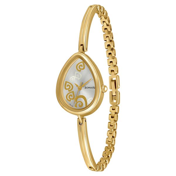 Sonata Wedding Champagne Dial Women Watch With Metal Strap - image number 1