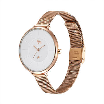 Fastrack Vyb Halo Quartz Analog White Dial Stainless Steel Strap Watch for Girls