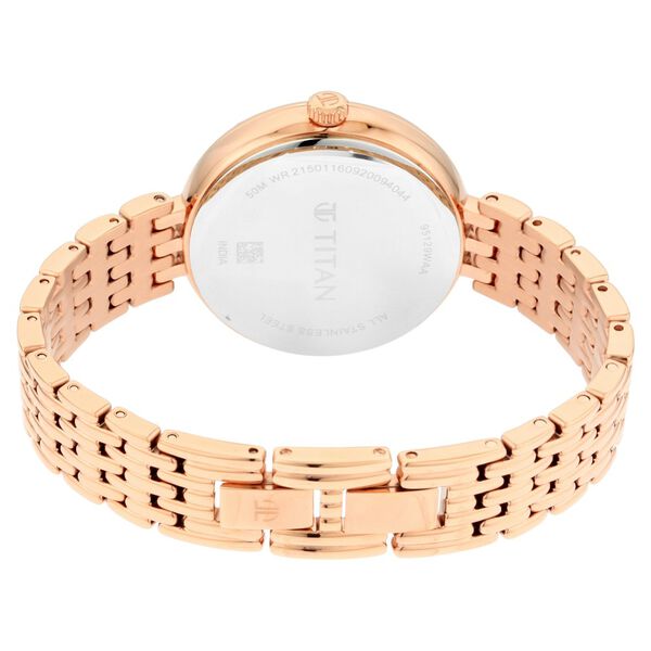 Titan Animalia Quartz Analog Dial Rose Gold Stainless Steel Strap Watch For Women - image number 4