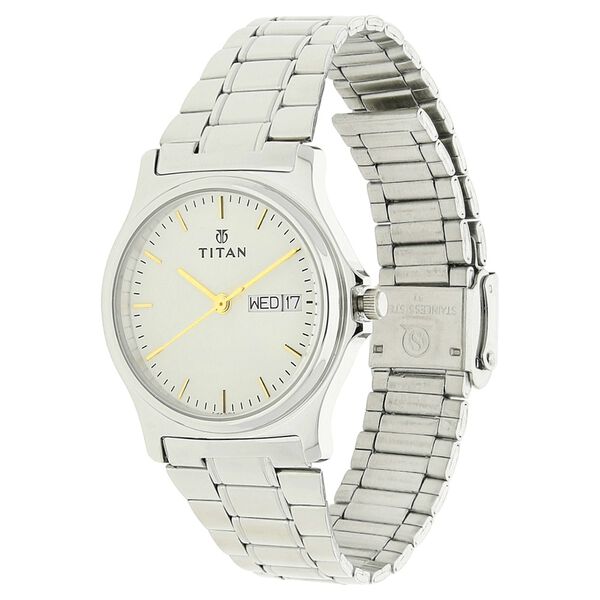 Titan Quartz Analog with Day and Date Silver Dial Stainless Steel Strap Watch for Men - image number 1