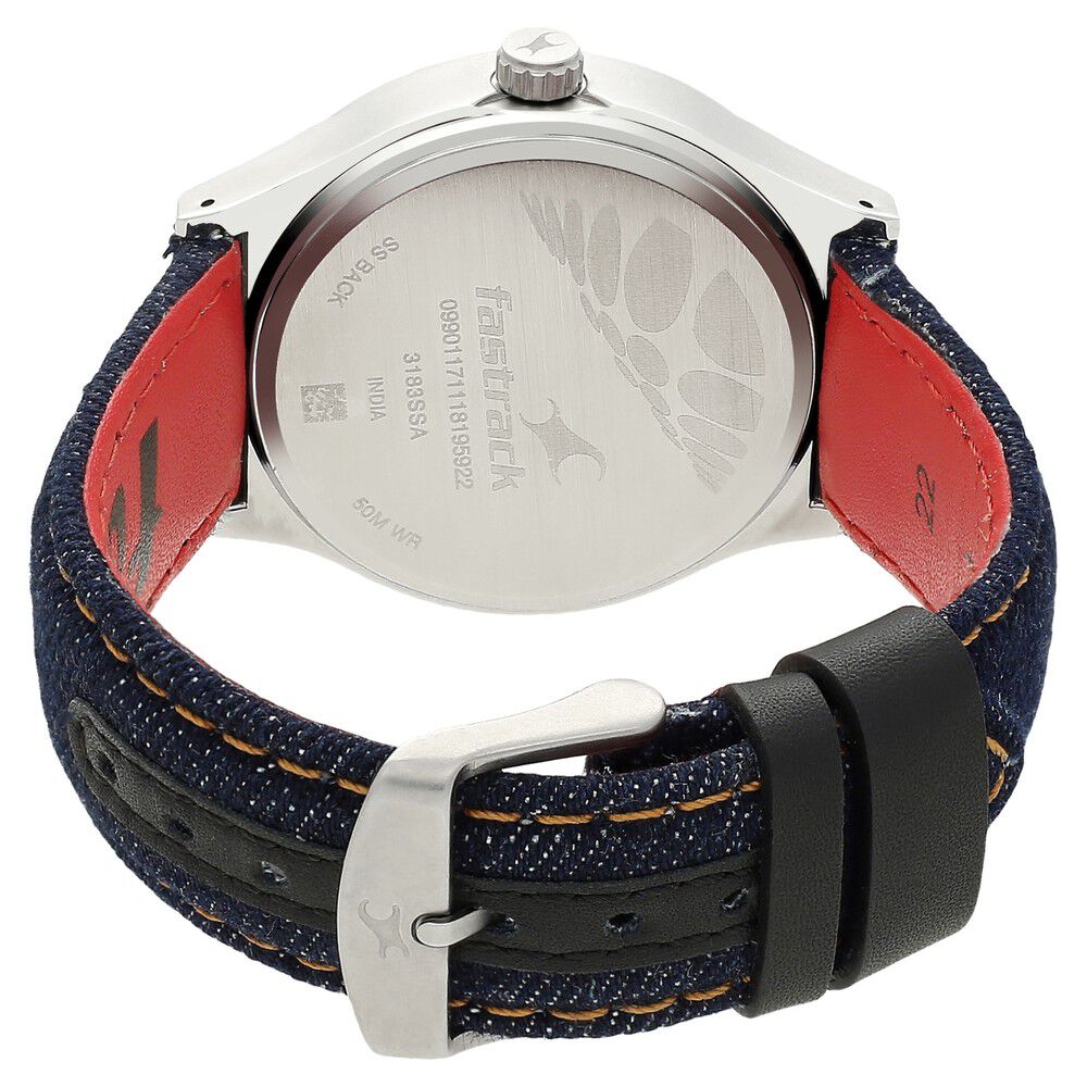 Buy Online Fastrack Denim Quartz Analog Black Dial Denim Strap Watch for Guys 3183sl02 Titan