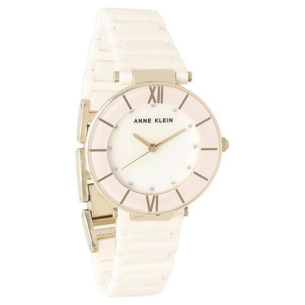 Anne Klein Quartz Analog Pink Dial Ceramic Strap Watch for Women - image number 1