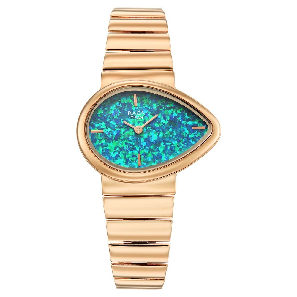 Titan Raga Opalesque Quartz Analog Multicoloured Dial Rose Gold Metal Strap Watch For Women-image-41