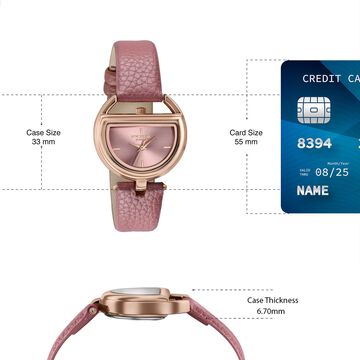 Poze By Sonata Quartz Analog Pink Dial Pink PU Leather Strap Watch For Women