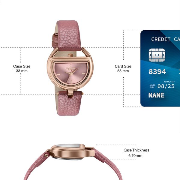 Poze By Sonata Quartz Analog Pink Dial Pink PU Leather Strap Watch For Women - image number 3